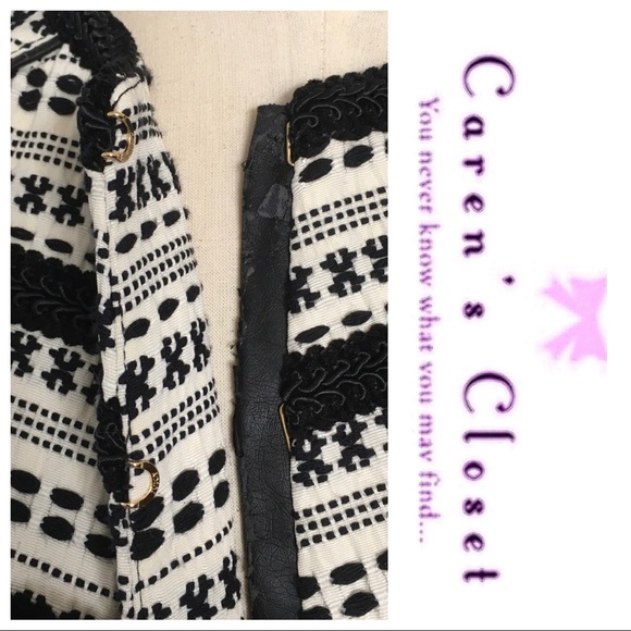 Juicy Couture Black & White Embroidered Cropped Bolero Blazer Jacket - Picture 8 of 8